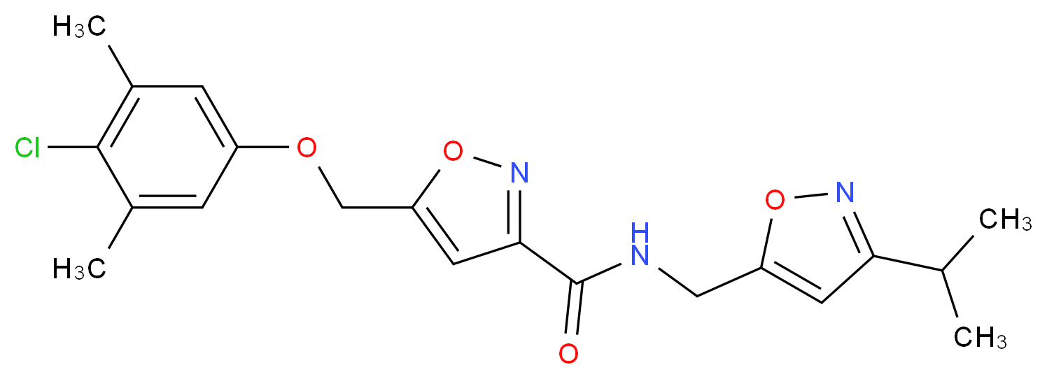 5-[(4-chloro-3,5-dimethylphenoxy)methyl]-N-[(3-isopropyl-5-isoxazolyl)methyl]-3-isoxazolecarboxamide_Molecular_structure_CAS_)