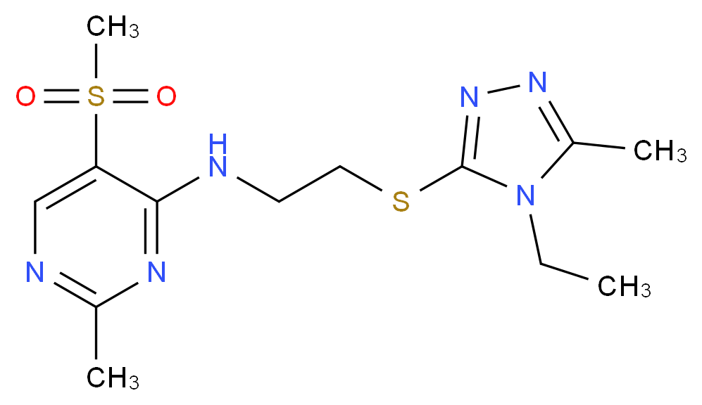 N-{2-[(4-ethyl-5-methyl-4H-1,2,4-triazol-3-yl)thio]ethyl}-2-methyl-5-(methylsulfonyl)pyrimidin-4-amine_Molecular_structure_CAS_)
