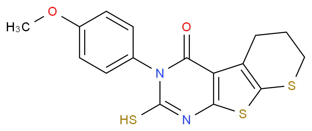 2-mercapto-3-(4-methoxyphenyl)-6,7-dihydro-5H-thiopyrano[3',2':4,5]thieno[2,3-d]pyrimidin-4(3H)-one_Molecular_structure_CAS_)
