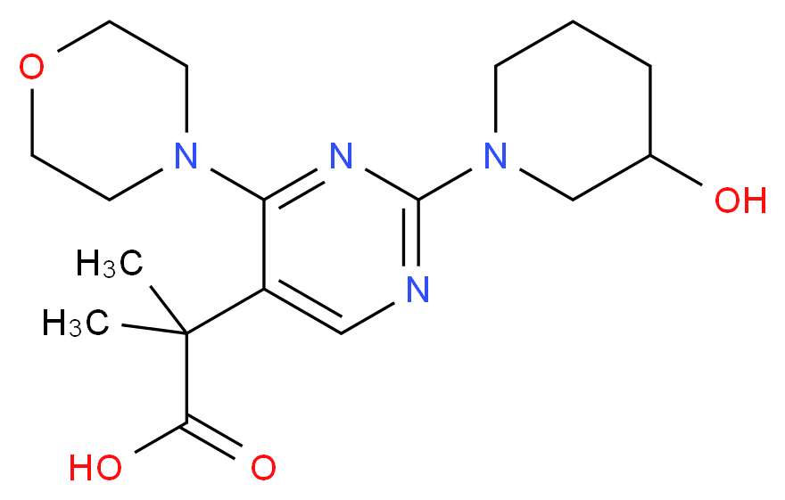 2-[2-(3-hydroxypiperidin-1-yl)-4-morpholin-4-ylpyrimidin-5-yl]-2-methylpropanoic acid_Molecular_structure_CAS_)