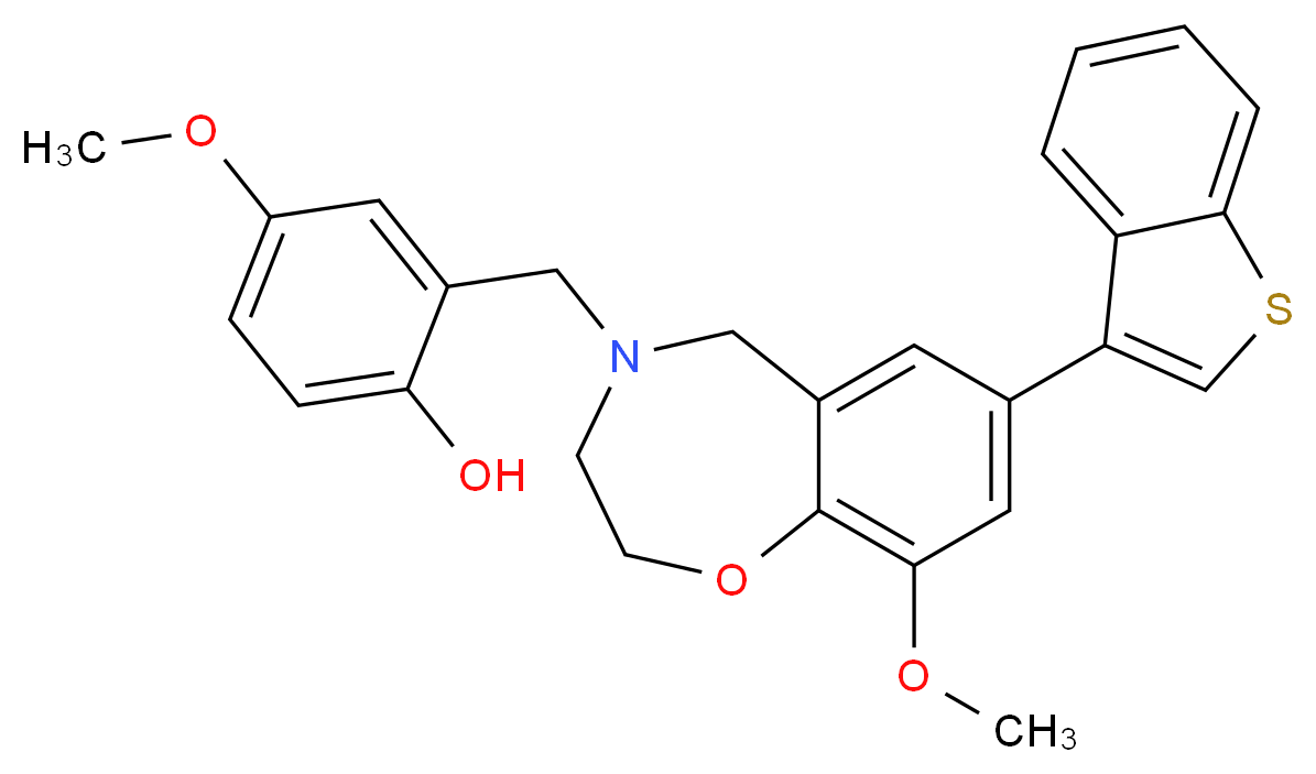 2-{[7-(1-benzothien-3-yl)-9-methoxy-2,3-dihydro-1,4-benzoxazepin-4(5H)-yl]methyl}-4-methoxyphenol_Molecular_structure_CAS_)