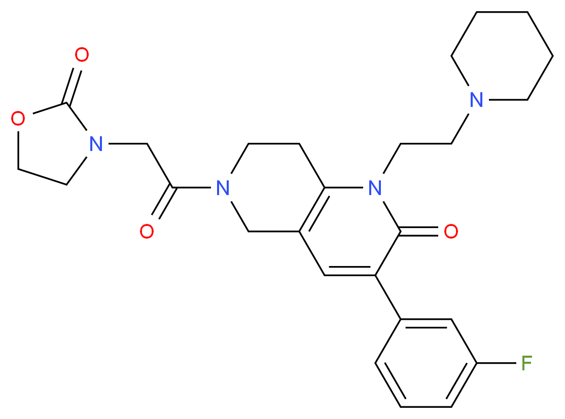 3-(3-fluorophenyl)-6-[(2-oxo-1,3-oxazolidin-3-yl)acetyl]-1-[2-(1-piperidinyl)ethyl]-5,6,7,8-tetrahydro-1,6-naphthyridin-2(1H)-one_Molecular_structure_CAS_)