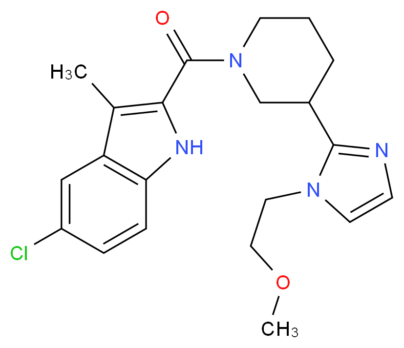 5-chloro-2-({3-[1-(2-methoxyethyl)-1H-imidazol-2-yl]piperidin-1-yl}carbonyl)-3-methyl-1H-indole_Molecular_structure_CAS_)