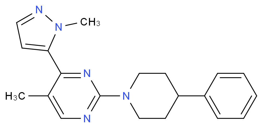 5-methyl-4-(1-methyl-1H-pyrazol-5-yl)-2-(4-phenylpiperidin-1-yl)pyrimidine_Molecular_structure_CAS_)