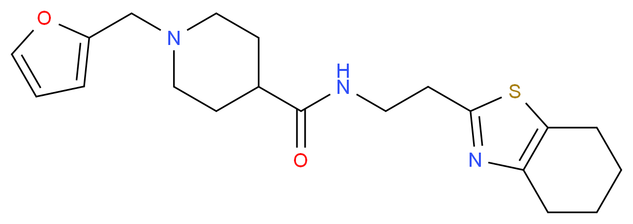 1-(2-furylmethyl)-N-[2-(4,5,6,7-tetrahydro-1,3-benzothiazol-2-yl)ethyl]-4-piperidinecarboxamide_Molecular_structure_CAS_)