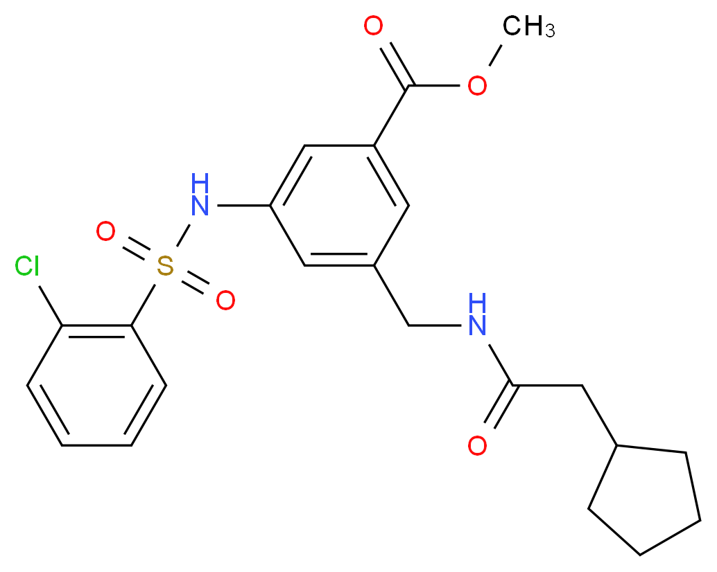 methyl 3-{[(2-chlorophenyl)sulfonyl]amino}-5-{[(cyclopentylacetyl)amino]methyl}benzoate_Molecular_structure_CAS_)