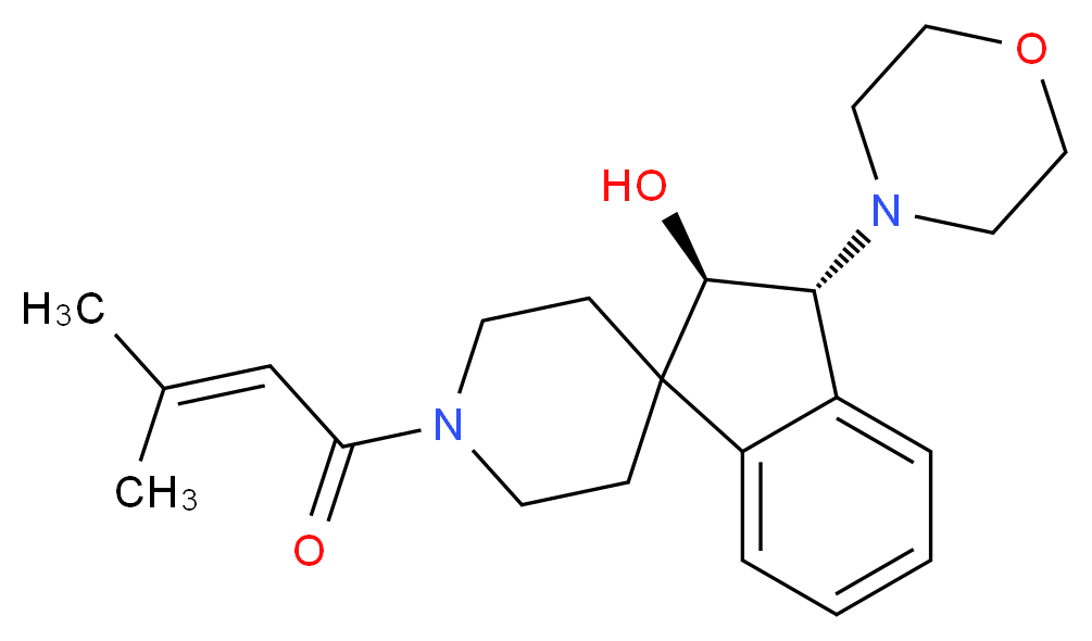 (2R*,3R*)-1'-(3-methyl-2-butenoyl)-3-(4-morpholinyl)-2,3-dihydrospiro[indene-1,4'-piperidin]-2-ol_Molecular_structure_CAS_)