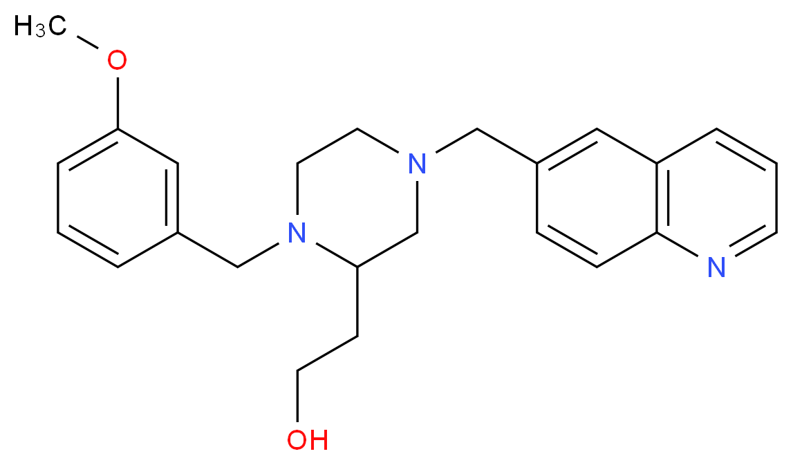 2-[1-(3-methoxybenzyl)-4-(6-quinolinylmethyl)-2-piperazinyl]ethanol_Molecular_structure_CAS_)