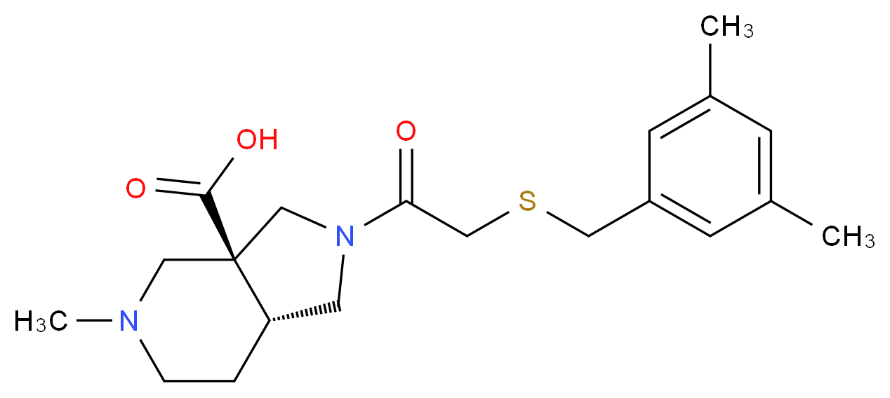 (3aS*,7aR*)-2-{[(3,5-dimethylbenzyl)thio]acetyl}-5-methyloctahydro-3aH-pyrrolo[3,4-c]pyridine-3a-carboxylic acid_Molecular_structure_CAS_)
