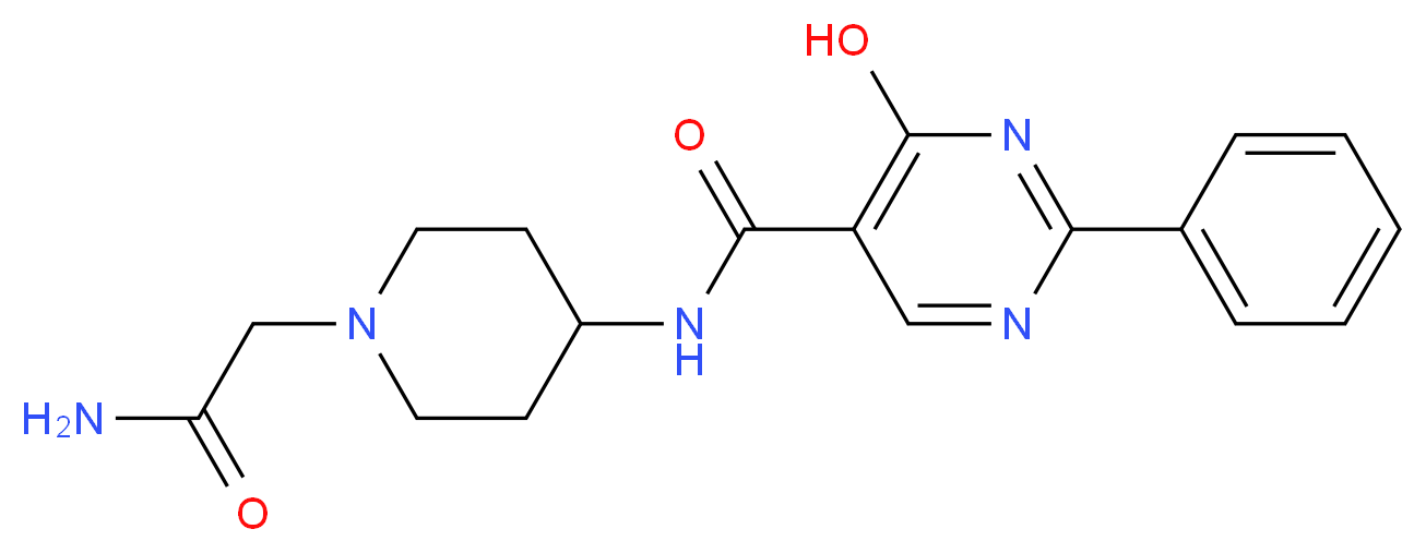 N-[1-(2-amino-2-oxoethyl)piperidin-4-yl]-4-hydroxy-2-phenylpyrimidine-5-carboxamide_Molecular_structure_CAS_)