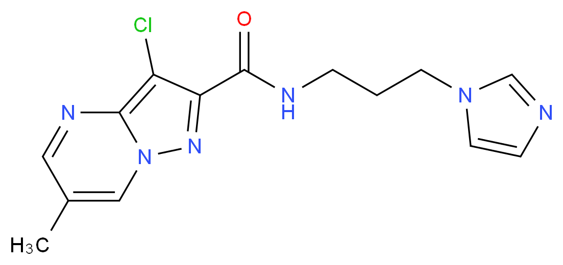 3-chloro-N-[3-(1H-imidazol-1-yl)propyl]-6-methylpyrazolo[1,5-a]pyrimidine-2-carboxamide_Molecular_structure_CAS_)