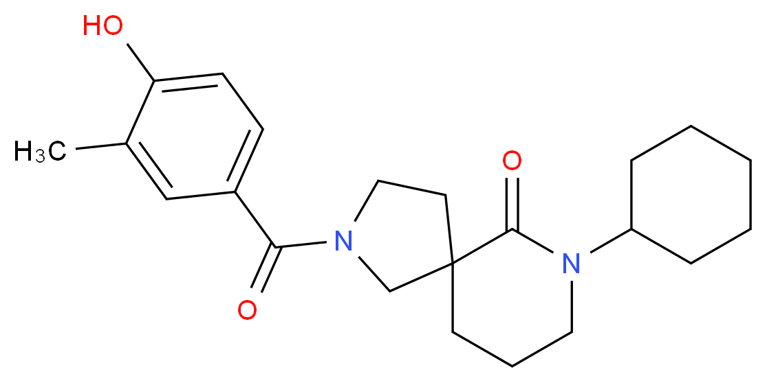 7-cyclohexyl-2-(4-hydroxy-3-methylbenzoyl)-2,7-diazaspiro[4.5]decan-6-one_Molecular_structure_CAS_)