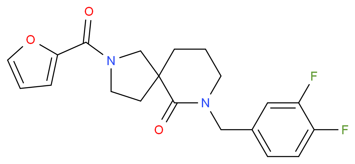 7-(3,4-difluorobenzyl)-2-(2-furoyl)-2,7-diazaspiro[4.5]decan-6-one_Molecular_structure_CAS_)