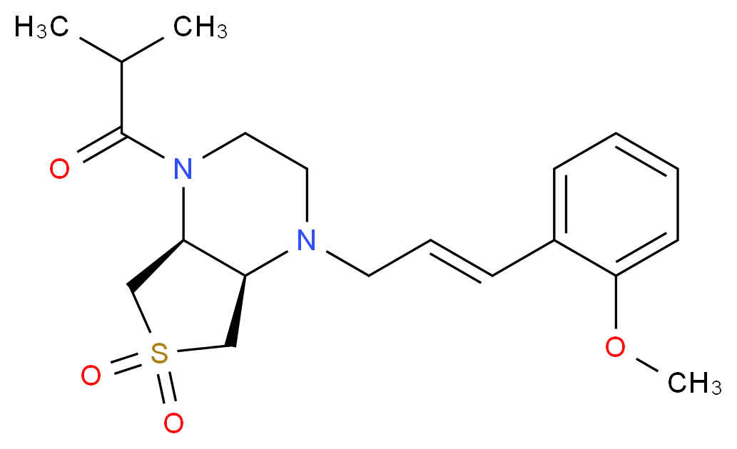(4aR*,7aS*)-1-isobutyryl-4-[(2E)-3-(2-methoxyphenyl)-2-propen-1-yl]octahydrothieno[3,4-b]pyrazine 6,6-dioxide_Molecular_structure_CAS_)