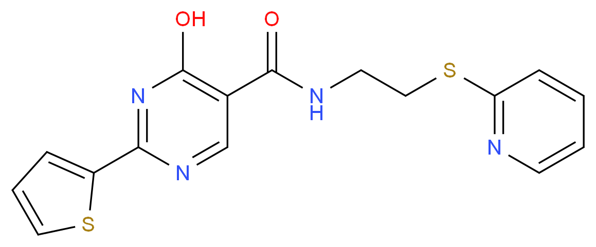 4-hydroxy-N-[2-(pyridin-2-ylthio)ethyl]-2-(2-thienyl)pyrimidine-5-carboxamide_Molecular_structure_CAS_)