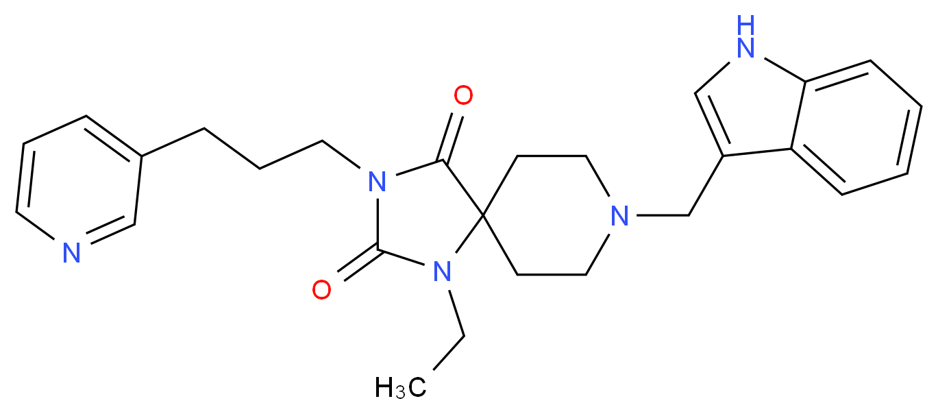 1-ethyl-8-(1H-indol-3-ylmethyl)-3-[3-(3-pyridinyl)propyl]-1,3,8-triazaspiro[4.5]decane-2,4-dione_Molecular_structure_CAS_)