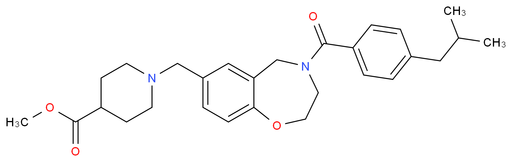 methyl 1-{[4-(4-isobutylbenzoyl)-2,3,4,5-tetrahydro-1,4-benzoxazepin-7-yl]methyl}-4-piperidinecarboxylate_Molecular_structure_CAS_)