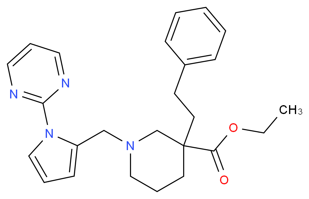 ethyl 3-(2-phenylethyl)-1-{[1-(2-pyrimidinyl)-1H-pyrrol-2-yl]methyl}-3-piperidinecarboxylate_Molecular_structure_CAS_)