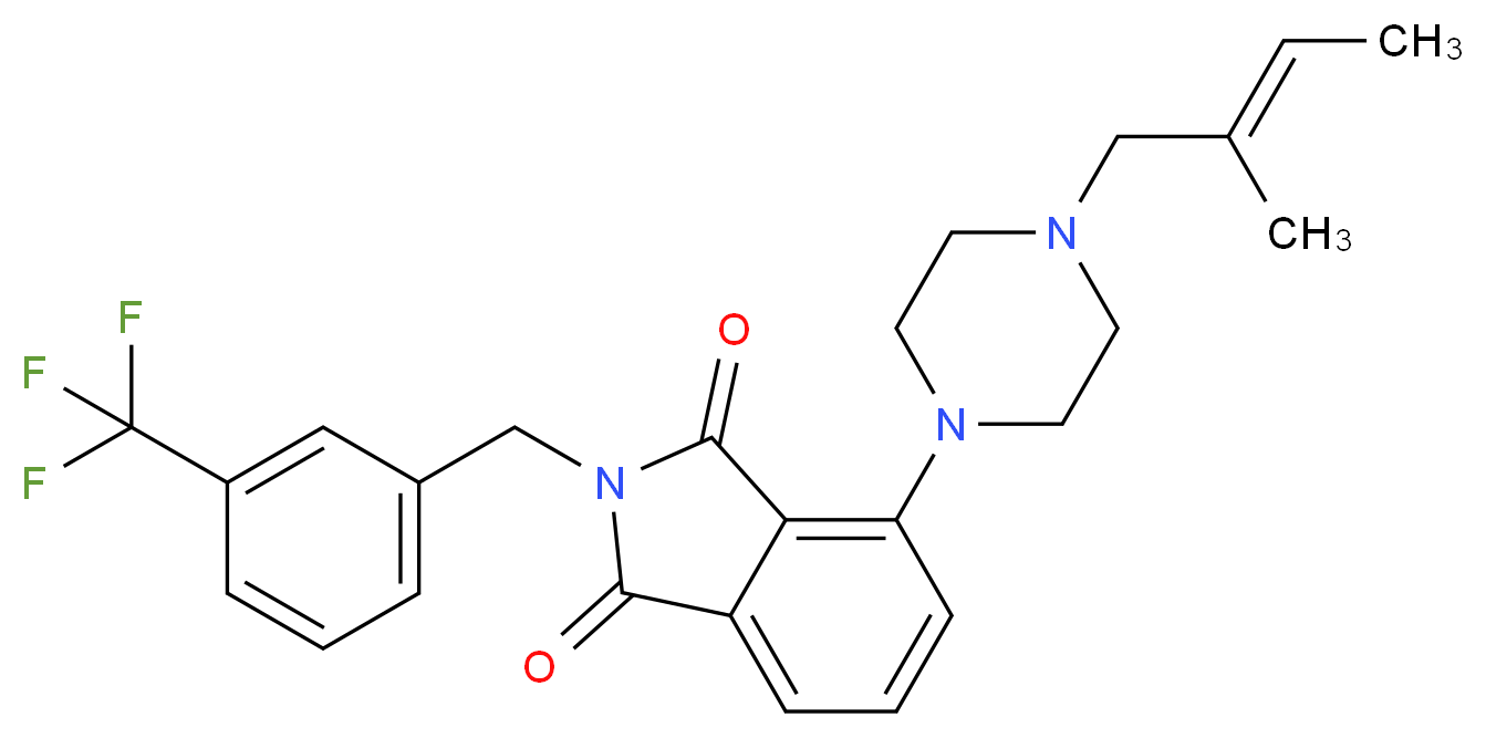 4-{4-[(2E)-2-methyl-2-buten-1-yl]-1-piperazinyl}-2-[3-(trifluoromethyl)benzyl]-1H-isoindole-1,3(2H)-dione_Molecular_structure_CAS_)