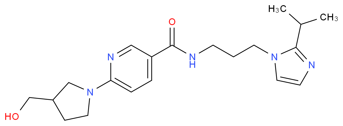 6-[3-(hydroxymethyl)pyrrolidin-1-yl]-N-[3-(2-isopropyl-1H-imidazol-1-yl)propyl]nicotinamide_Molecular_structure_CAS_)