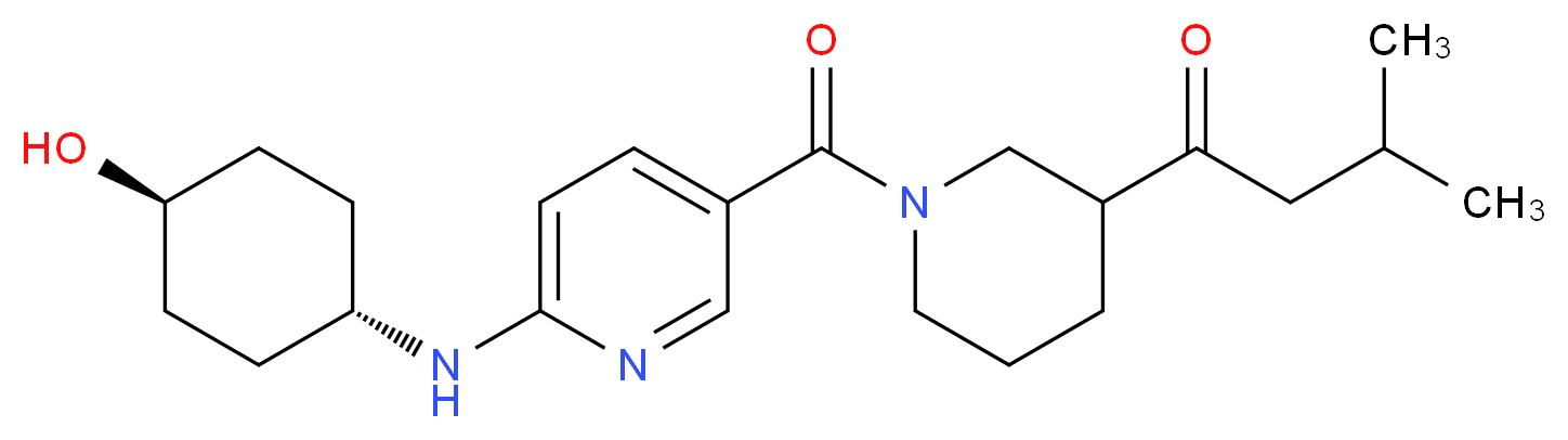 1-[1-({6-[(trans-4-hydroxycyclohexyl)amino]pyridin-3-yl}carbonyl)piperidin-3-yl]-3-methylbutan-1-one_Molecular_structure_CAS_)