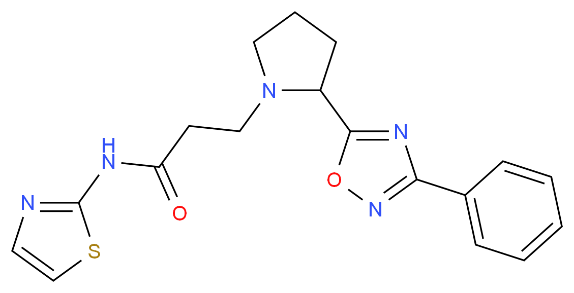 3-[2-(3-phenyl-1,2,4-oxadiazol-5-yl)pyrrolidin-1-yl]-N-1,3-thiazol-2-ylpropanamide_Molecular_structure_CAS_)