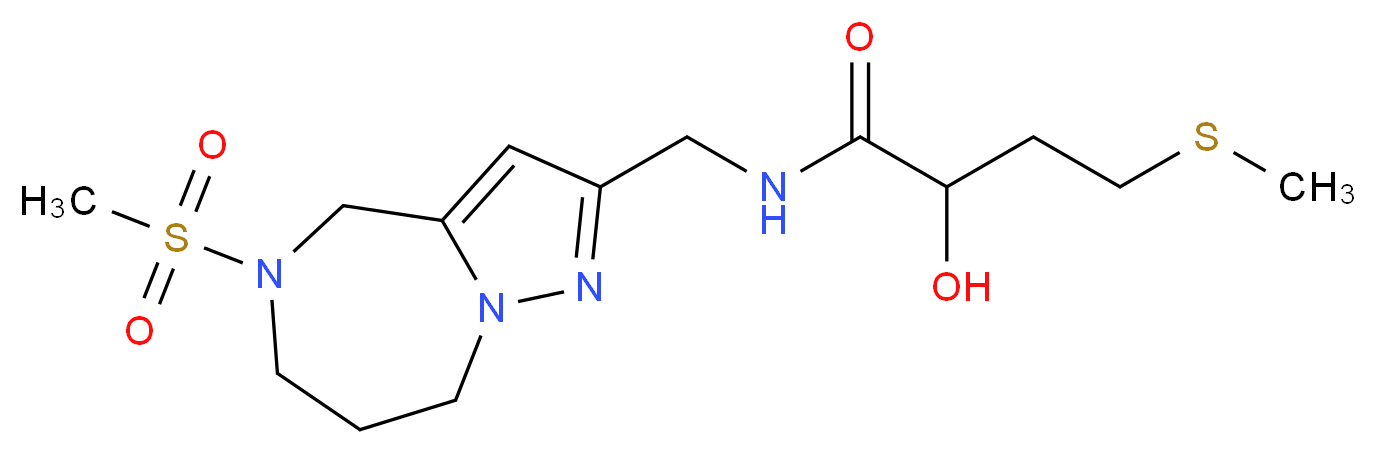 2-hydroxy-N-{[5-(methylsulfonyl)-5,6,7,8-tetrahydro-4H-pyrazolo[1,5-a][1,4]diazepin-2-yl]methyl}-4-(methylthio)butanamide_Molecular_structure_CAS_)