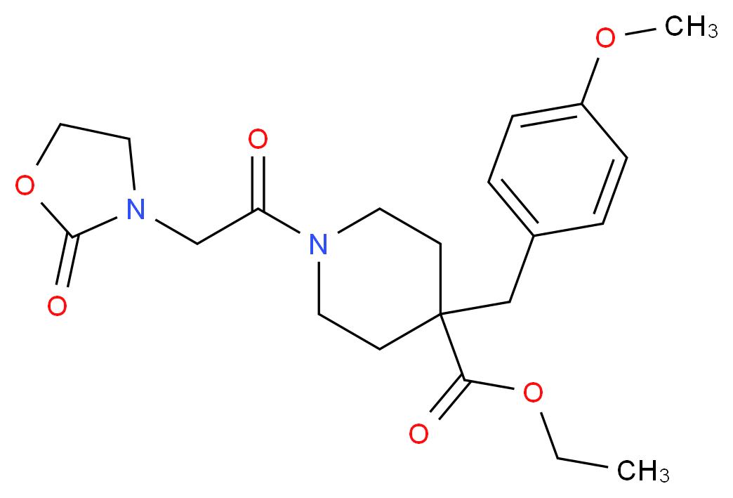 ethyl 4-(4-methoxybenzyl)-1-[(2-oxo-1,3-oxazolidin-3-yl)acetyl]-4-piperidinecarboxylate_Molecular_structure_CAS_)