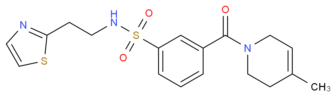 3-[(4-methyl-3,6-dihydropyridin-1(2H)-yl)carbonyl]-N-[2-(1,3-thiazol-2-yl)ethyl]benzenesulfonamide_Molecular_structure_CAS_)