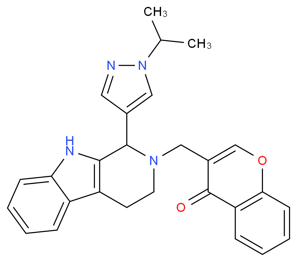 3-{[1-(1-isopropyl-1H-pyrazol-4-yl)-1,3,4,9-tetrahydro-2H-beta-carbolin-2-yl]methyl}-4H-chromen-4-one_Molecular_structure_CAS_)