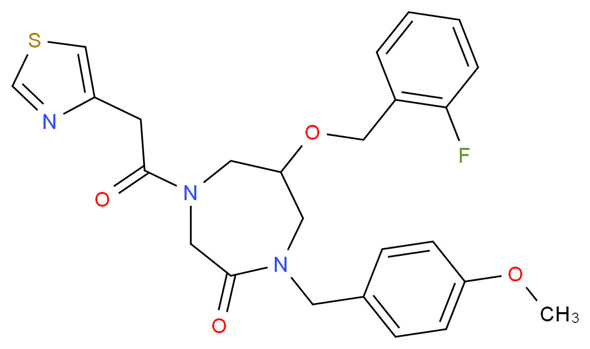 6-[(2-fluorobenzyl)oxy]-1-(4-methoxybenzyl)-4-(1,3-thiazol-4-ylacetyl)-1,4-diazepan-2-one_Molecular_structure_CAS_)
