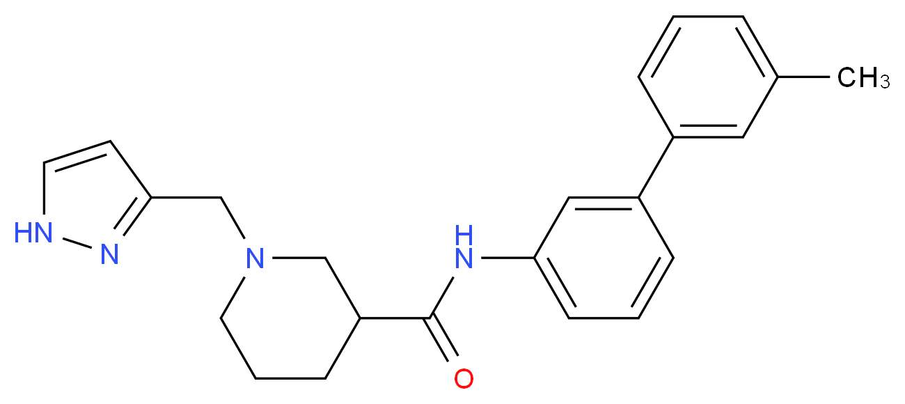 N-(3'-methyl-3-biphenylyl)-1-(1H-pyrazol-3-ylmethyl)-3-piperidinecarboxamide_Molecular_structure_CAS_)