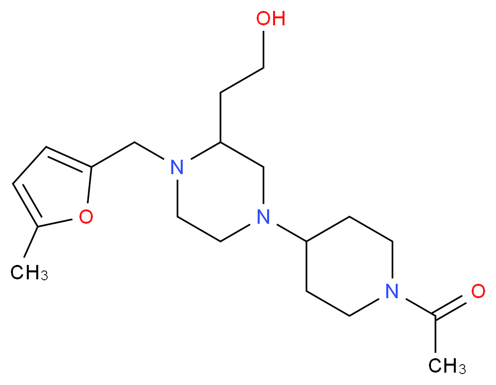 2-{4-(1-acetyl-4-piperidinyl)-1-[(5-methyl-2-furyl)methyl]-2-piperazinyl}ethanol_Molecular_structure_CAS_)