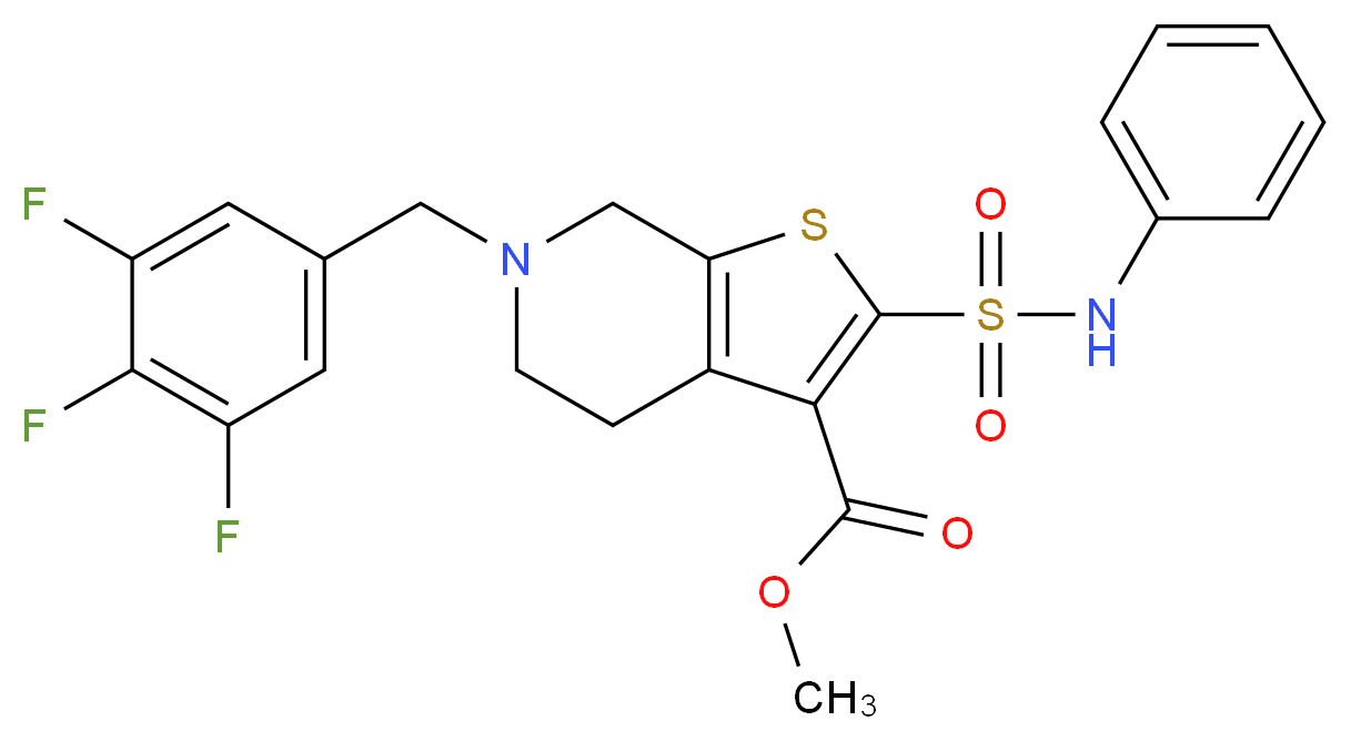 methyl 2-(anilinosulfonyl)-6-(3,4,5-trifluorobenzyl)-4,5,6,7-tetrahydrothieno[2,3-c]pyridine-3-carboxylate_Molecular_structure_CAS_)