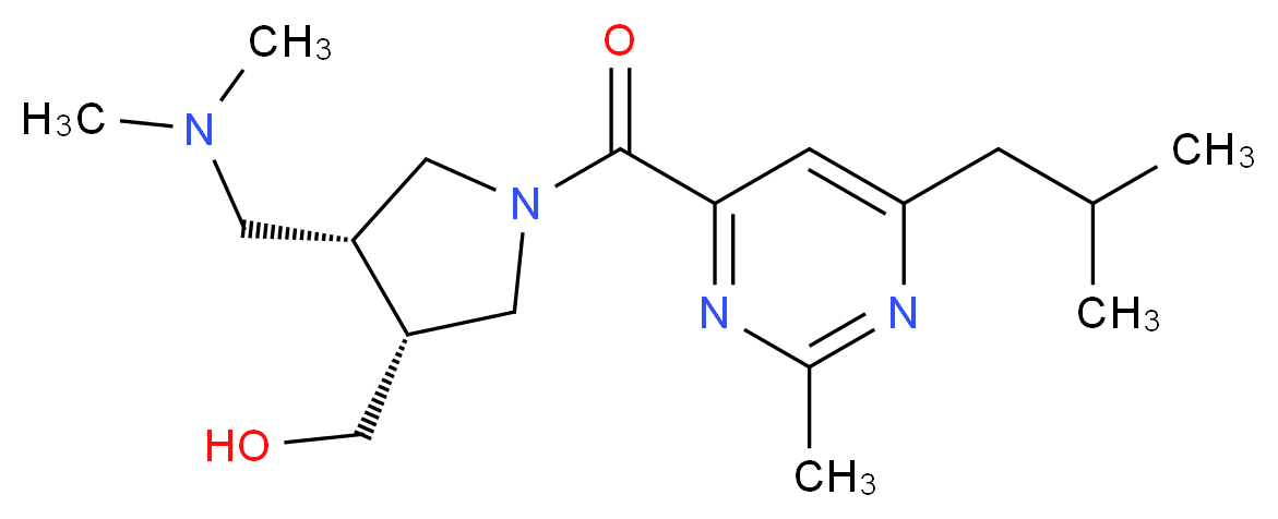 {(3R*,4R*)-4-[(dimethylamino)methyl]-1-[(6-isobutyl-2-methylpyrimidin-4-yl)carbonyl]pyrrolidin-3-yl}methanol_Molecular_structure_CAS_)