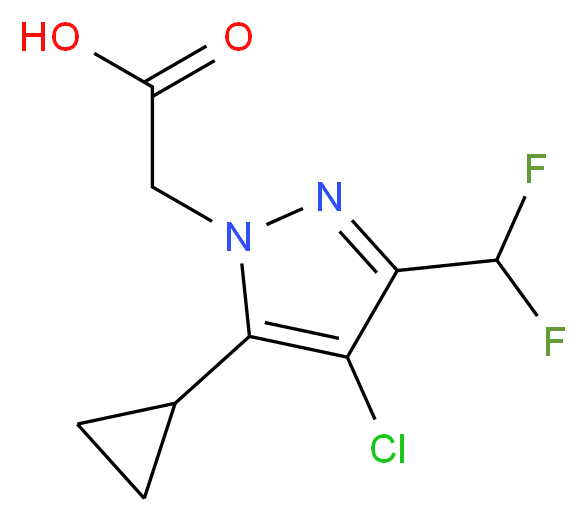 2-[4-chloro-5-cyclopropyl-3-(difluoromethyl)-1H-pyrazol-1-yl]acetic acid_Molecular_structure_CAS_)