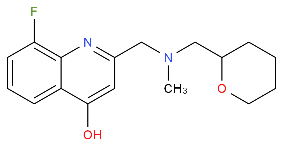 8-fluoro-2-{[methyl(tetrahydro-2H-pyran-2-ylmethyl)amino]methyl}quinolin-4-ol_Molecular_structure_CAS_)