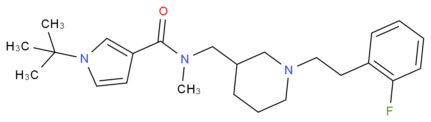 1-tert-butyl-N-({1-[2-(2-fluorophenyl)ethyl]piperidin-3-yl}methyl)-N-methyl-1H-pyrrole-3-carboxamide_Molecular_structure_CAS_)