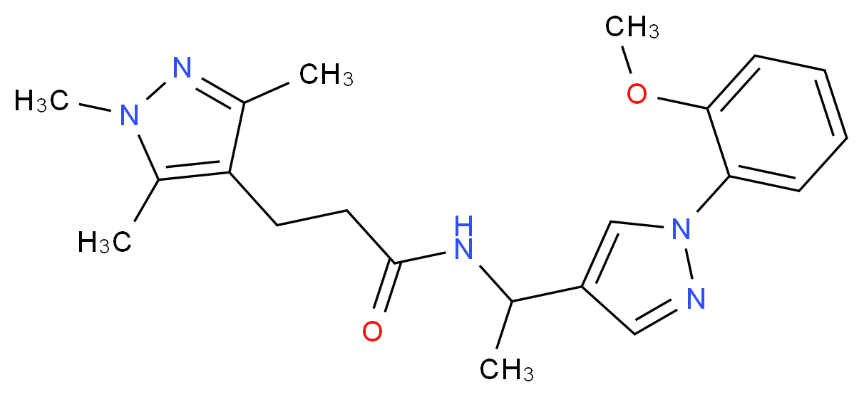 N-{1-[1-(2-methoxyphenyl)-1H-pyrazol-4-yl]ethyl}-3-(1,3,5-trimethyl-1H-pyrazol-4-yl)propanamide_Molecular_structure_CAS_)