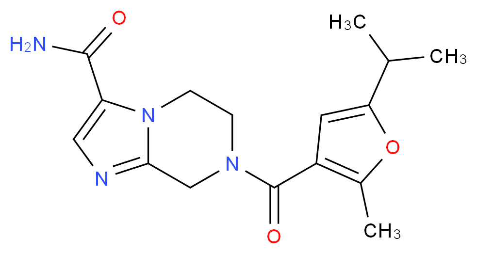 7-(5-isopropyl-2-methyl-3-furoyl)-5,6,7,8-tetrahydroimidazo[1,2-a]pyrazine-3-carboxamide_Molecular_structure_CAS_)