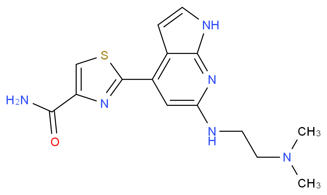2-(6-{[2-(dimethylamino)ethyl]amino}-1H-pyrrolo[2,3-b]pyridin-4-yl)-1,3-thiazole-4-carboxamide_Molecular_structure_CAS_)