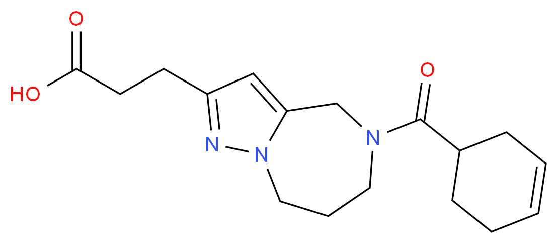 3-[5-(3-cyclohexen-1-ylcarbonyl)-5,6,7,8-tetrahydro-4H-pyrazolo[1,5-a][1,4]diazepin-2-yl]propanoic acid_Molecular_structure_CAS_)