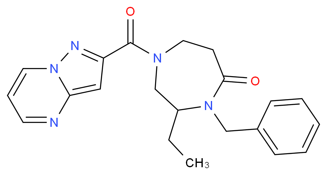 4-benzyl-3-ethyl-1-(pyrazolo[1,5-a]pyrimidin-2-ylcarbonyl)-1,4-diazepan-5-one_Molecular_structure_CAS_)