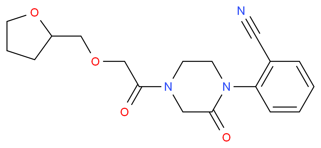 2-{2-oxo-4-[(tetrahydro-2-furanylmethoxy)acetyl]-1-piperazinyl}benzonitrile_Molecular_structure_CAS_)