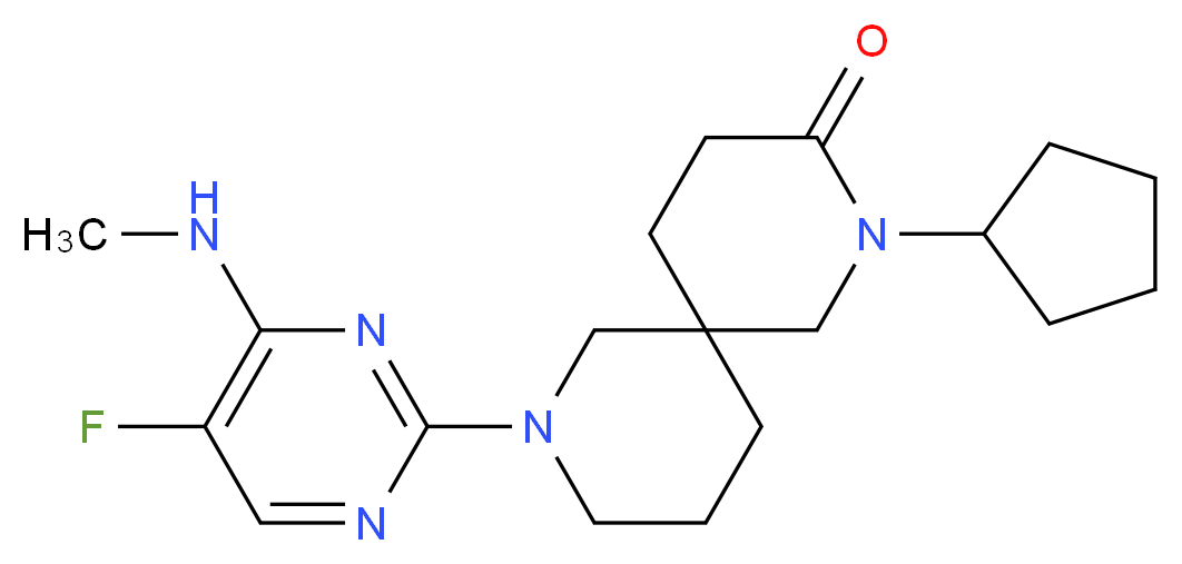 2-cyclopentyl-8-[5-fluoro-4-(methylamino)-2-pyrimidinyl]-2,8-diazaspiro[5.5]undecan-3-one_Molecular_structure_CAS_)