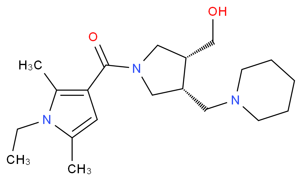 [(3R*,4R*)-1-[(1-ethyl-2,5-dimethyl-1H-pyrrol-3-yl)carbonyl]-4-(piperidin-1-ylmethyl)pyrrolidin-3-yl]methanol_Molecular_structure_CAS_)