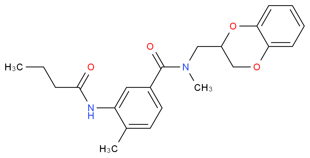 3-(butyrylamino)-N-(2,3-dihydro-1,4-benzodioxin-2-ylmethyl)-N,4-dimethylbenzamide_Molecular_structure_CAS_)