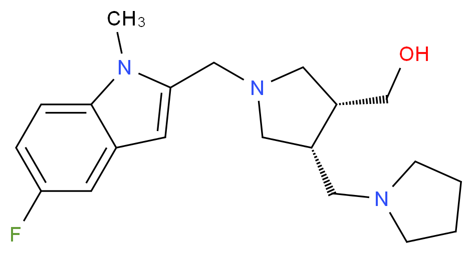 [(3R*,4R*)-1-[(5-fluoro-1-methyl-1H-indol-2-yl)methyl]-4-(pyrrolidin-1-ylmethyl)pyrrolidin-3-yl]methanol_Molecular_structure_CAS_)