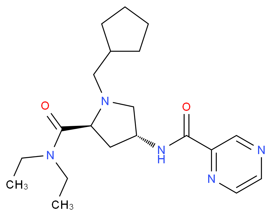 N-{(3R,5S)-1-(cyclopentylmethyl)-5-[(diethylamino)carbonyl]pyrrolidin-3-yl}pyrazine-2-carboxamide (non-preferred name)_Molecular_structure_CAS_)