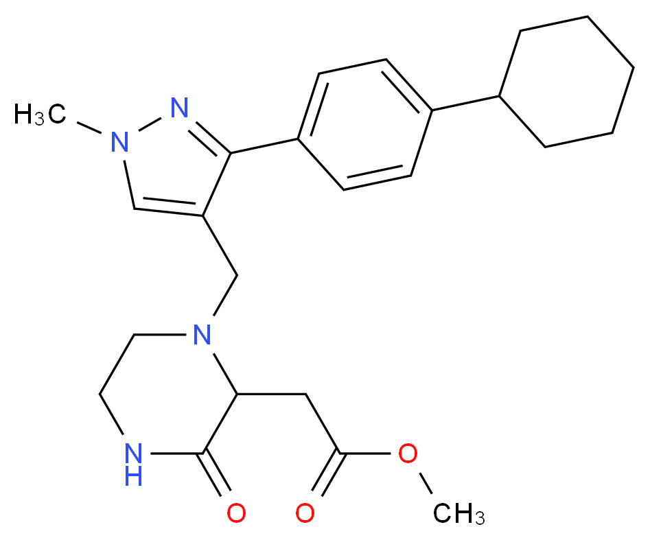methyl (1-{[3-(4-cyclohexylphenyl)-1-methyl-1H-pyrazol-4-yl]methyl}-3-oxo-2-piperazinyl)acetate_Molecular_structure_CAS_)
